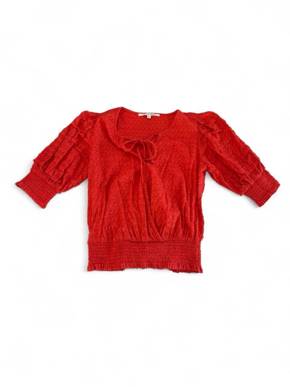 Collective Concepts Textured Smocked Surplice Blouse